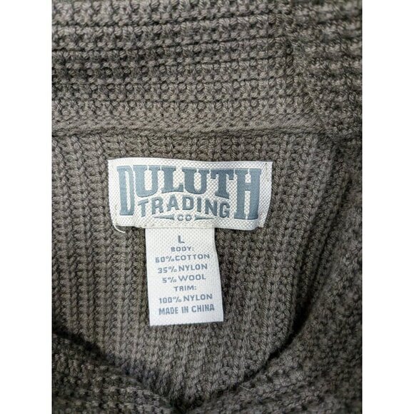Duluth Trading Co Sweater Large Brigadier Shawl Collar Elbow Patches - Picture 3 of 10